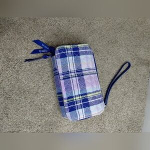 Vera Bladley Plaid Wristlet with Blue and Purple Accents